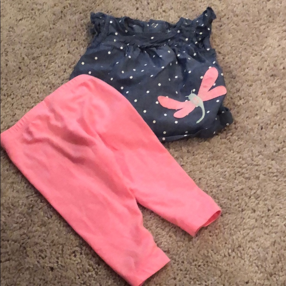Denim and pink butterfly set